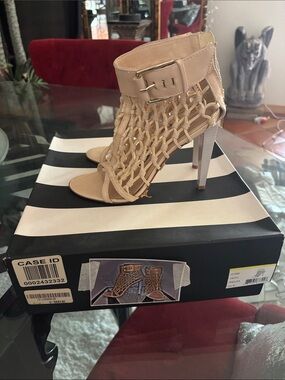 Woven High Heel Sandal - Beige